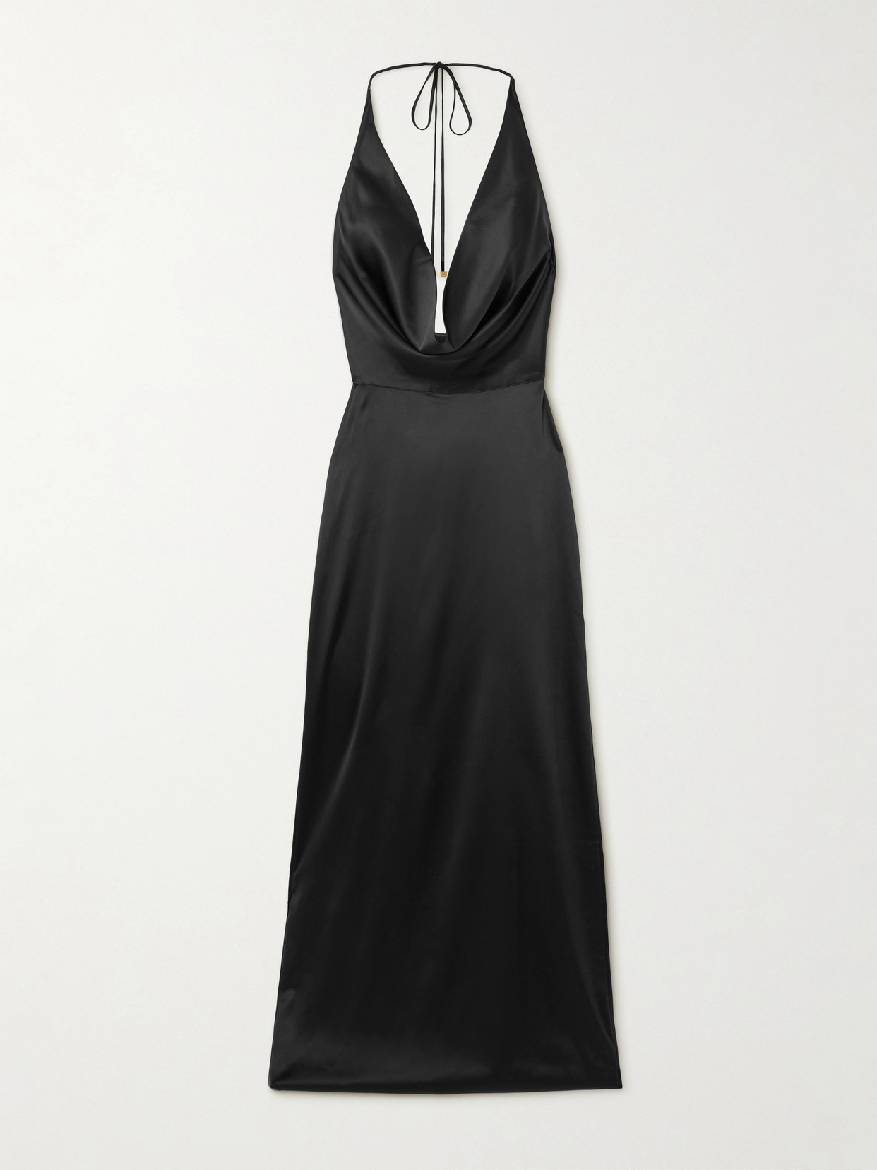 Éterne Carla Draped Silk-blend Satin Halterneck Maxi Dress In Black
