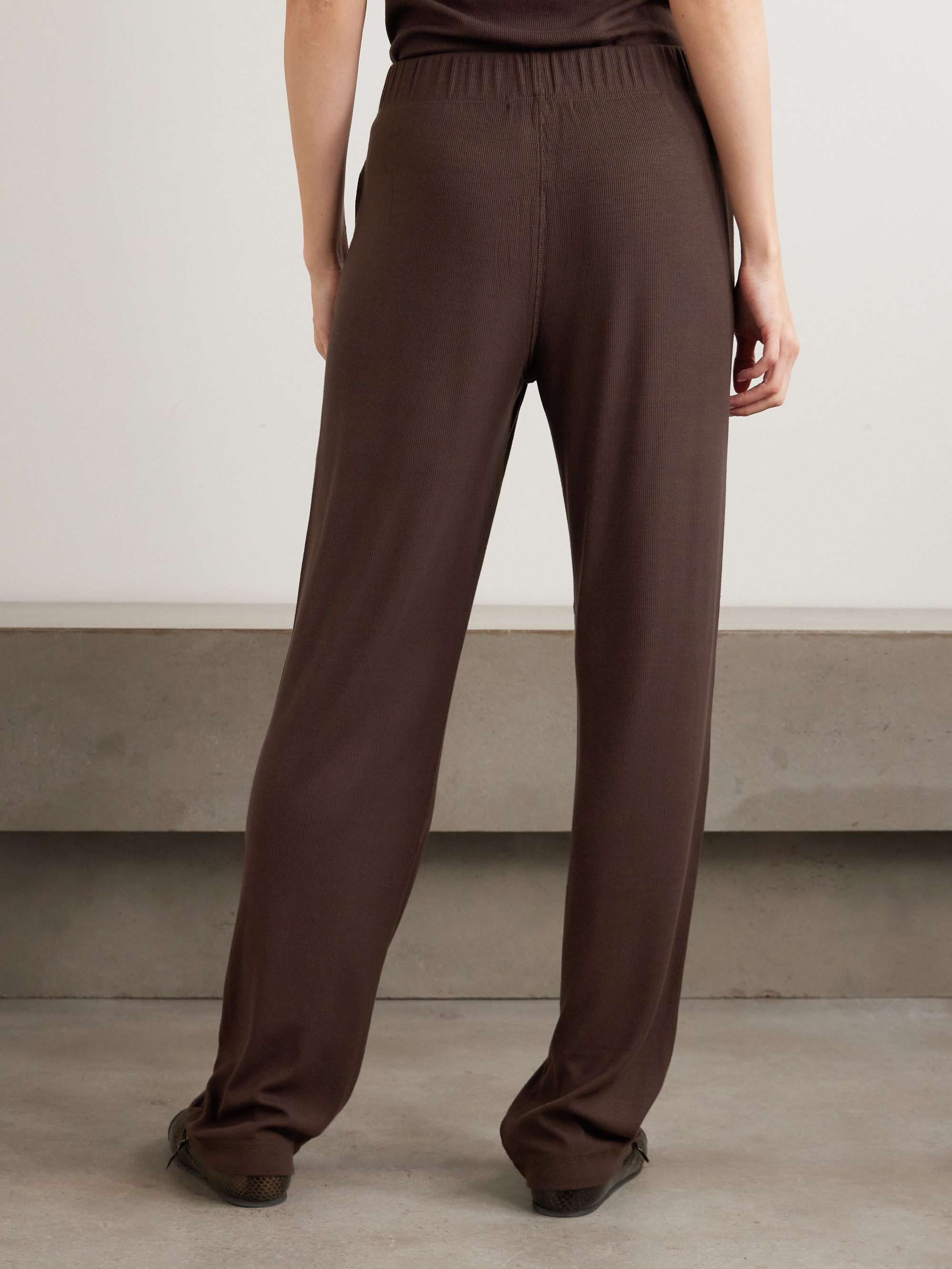 ÉTERNE Lounge ribbed stretch-jersey staight-leg pants