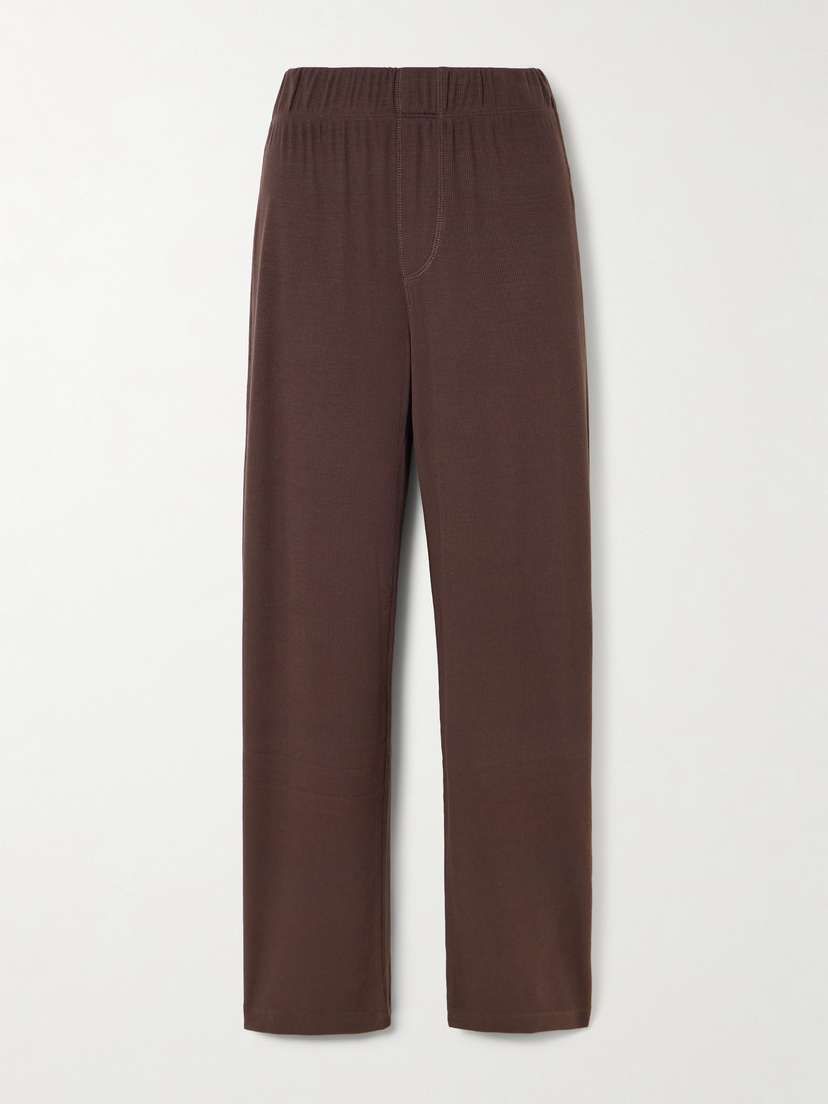ÉTERNE Lounge Ribbed Stretch-jersey Staight-leg Pants