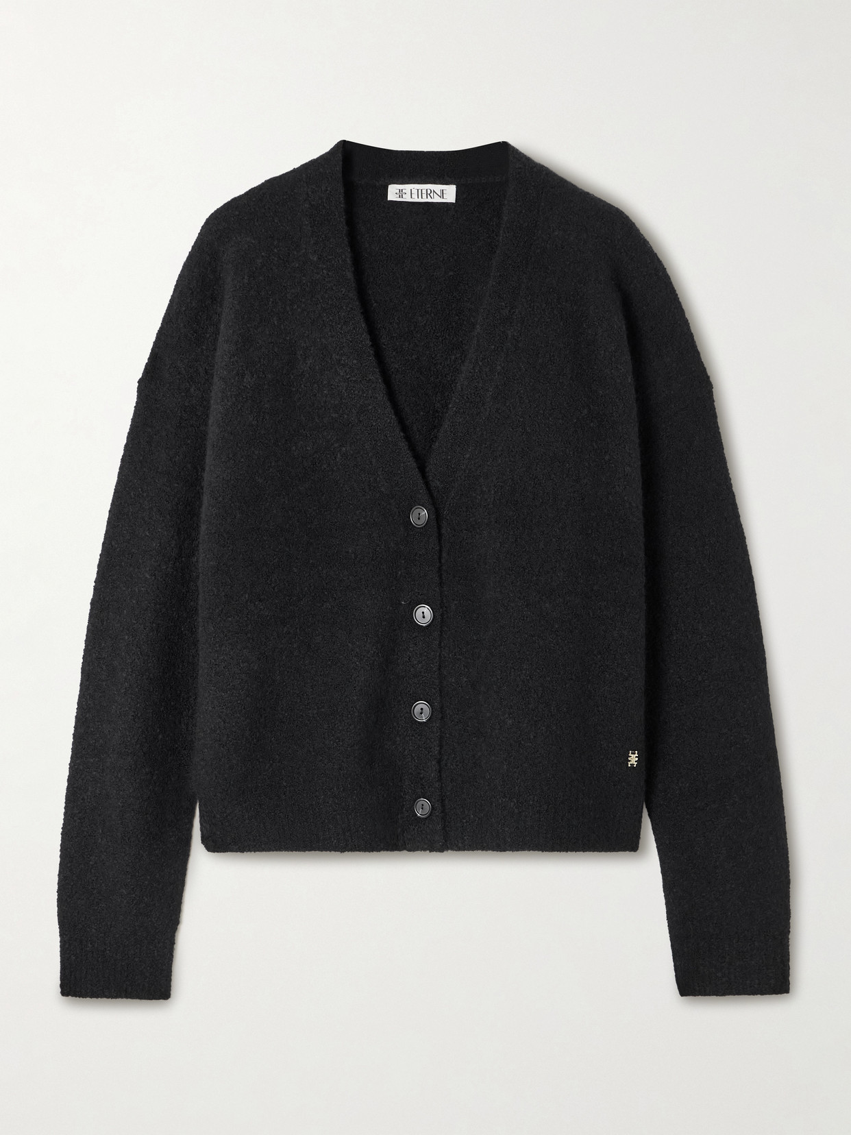 Éterne Walt Embellished Brushed Cashmere-blend Cardigan In Black