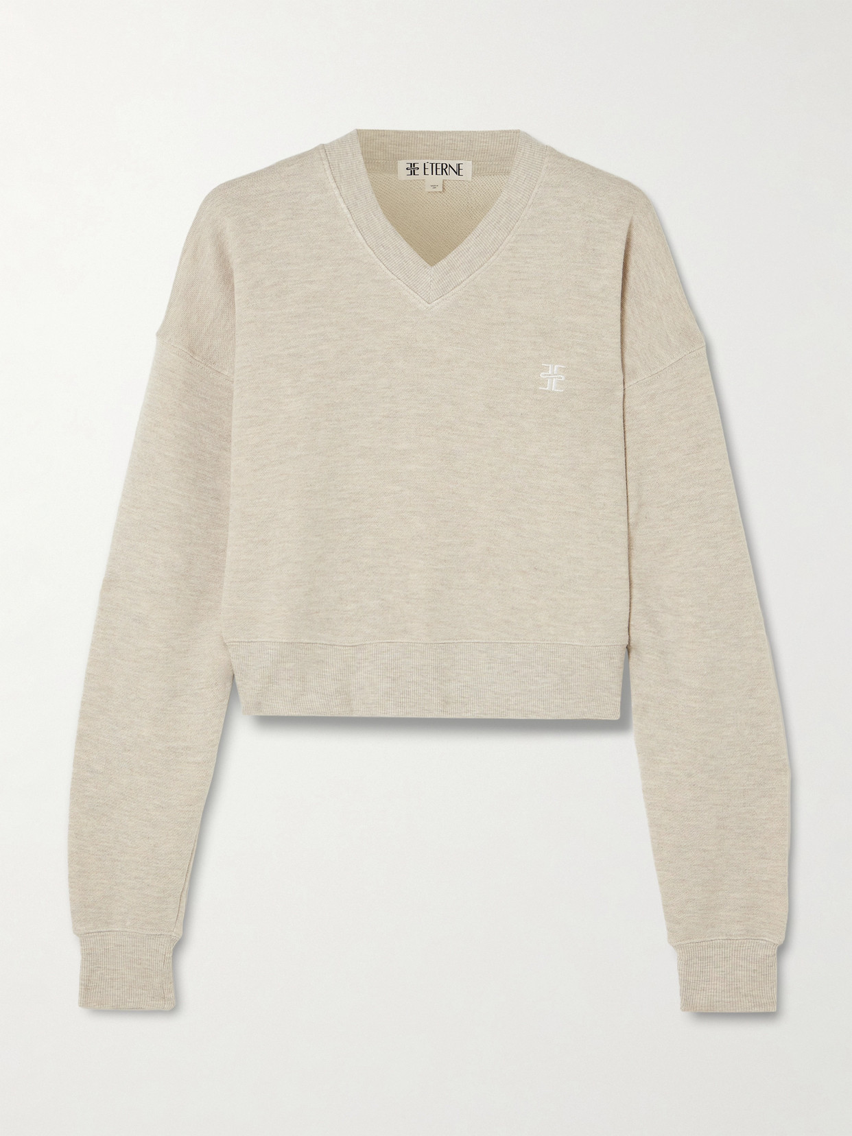 Éterne Embroidered French Cotton-blend Terry Sweatshirt In Neutral