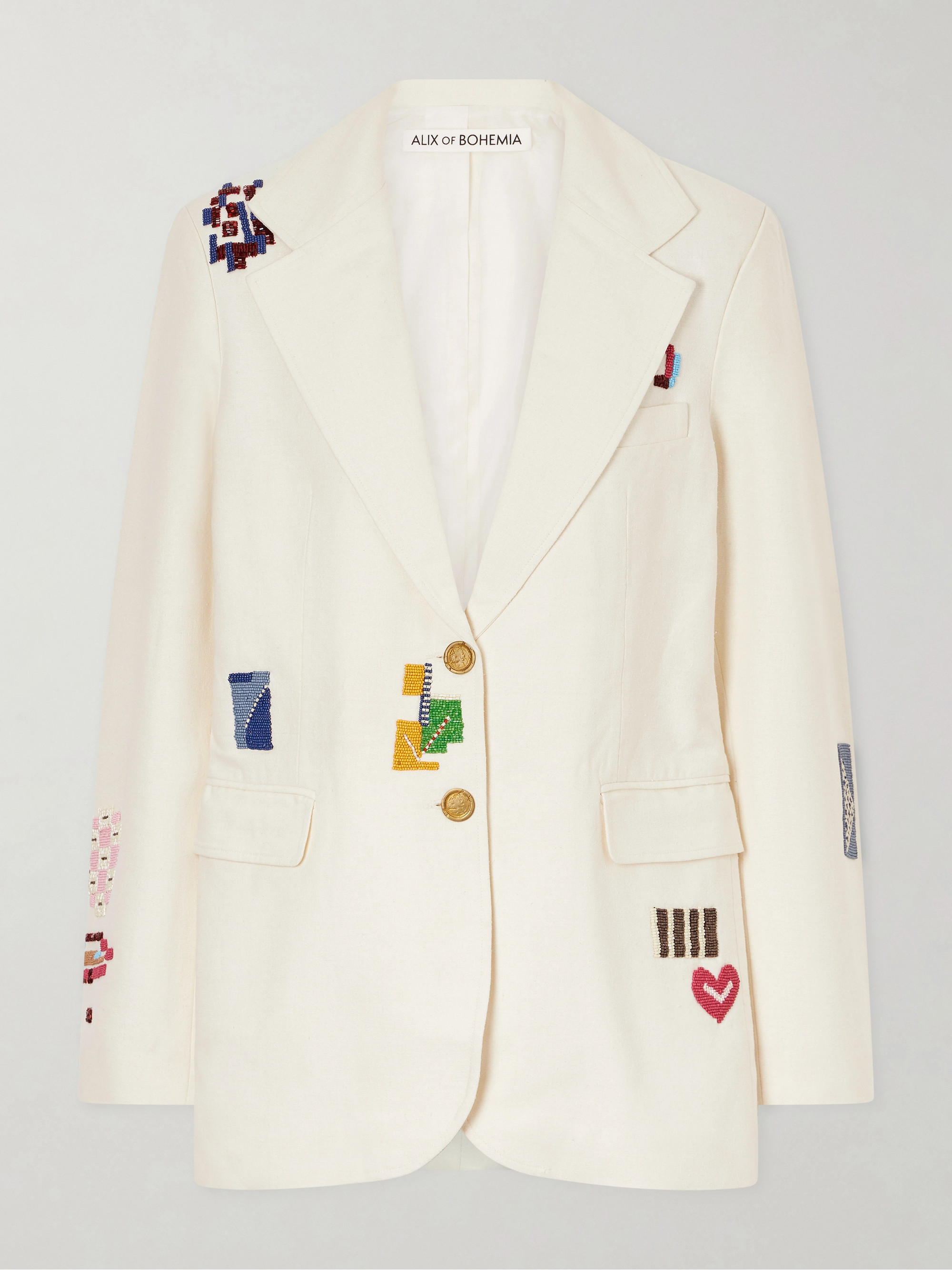 Alix Of Bohemia Afternoon Abstract Tile bead-embellished silk blazer thumbnail