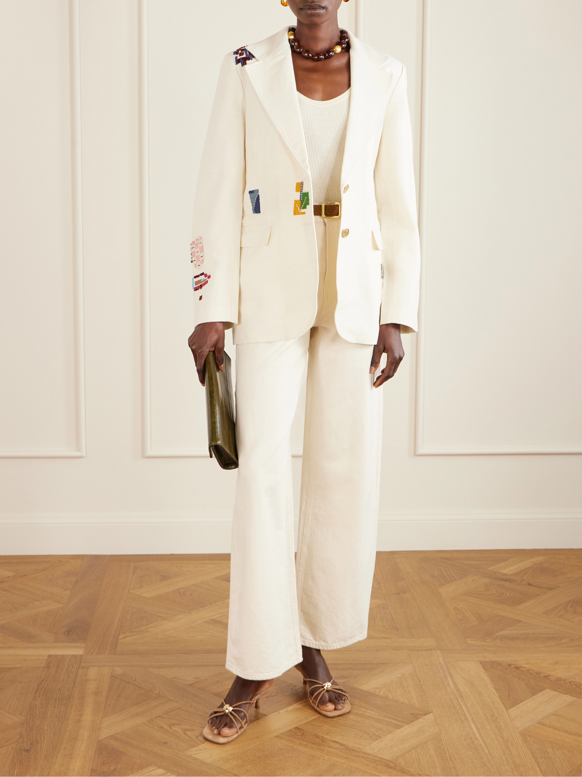 Alix Of Bohemia Afternoon Abstract Tile bead-embellished silk blazer thumbnail