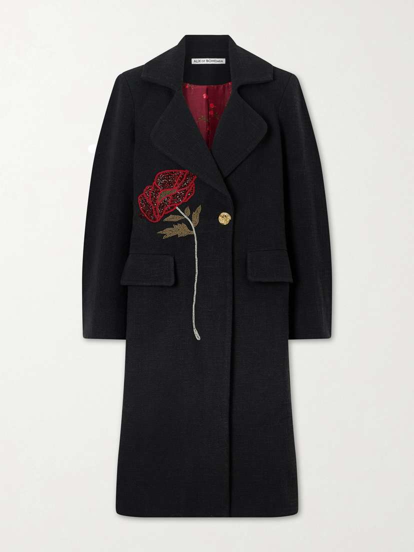 ALIX OF BOHEMIA Petunia Bead-embellished Cotton-tweed Coat