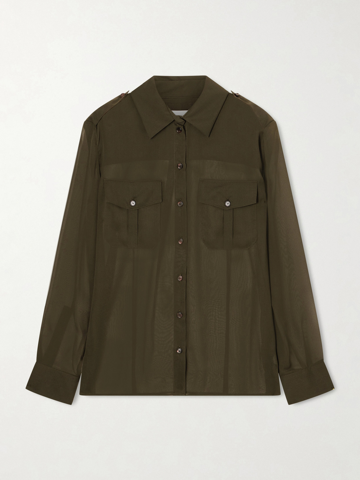 Veronica De Piante Daphne Silk-georgette Shirt In Green
