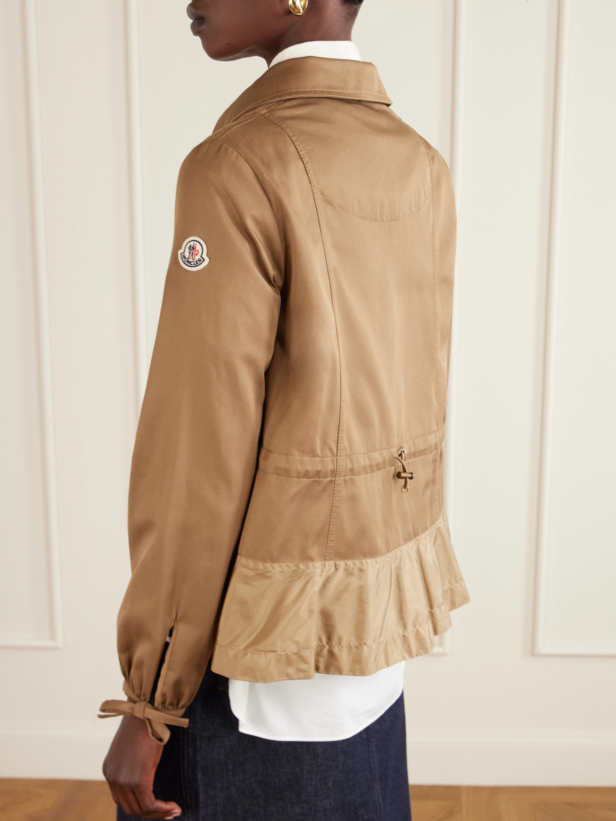 Moncler Womens Open Beige Adenium Hooded Shell-panelled Jacket In Brown