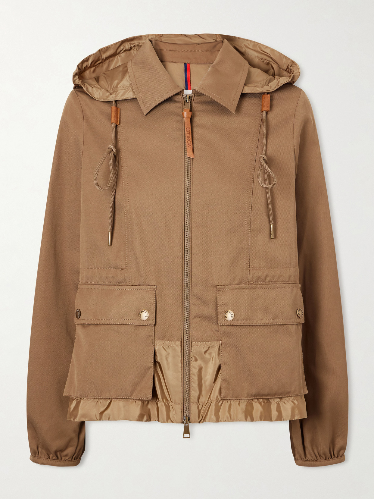 Moncler Womens Open Beige Adenium Hooded Shell-panelled Jacket In Brown