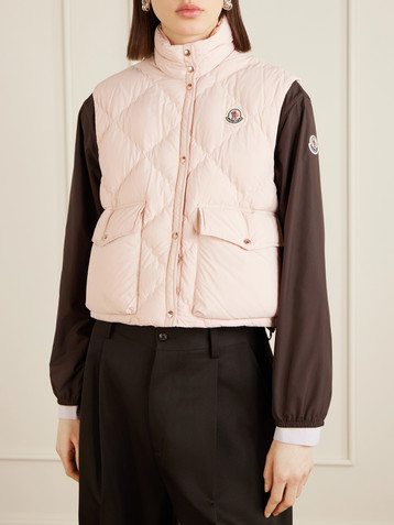 Moncler Biois cropped appliquéd padded quilted shell down vest
