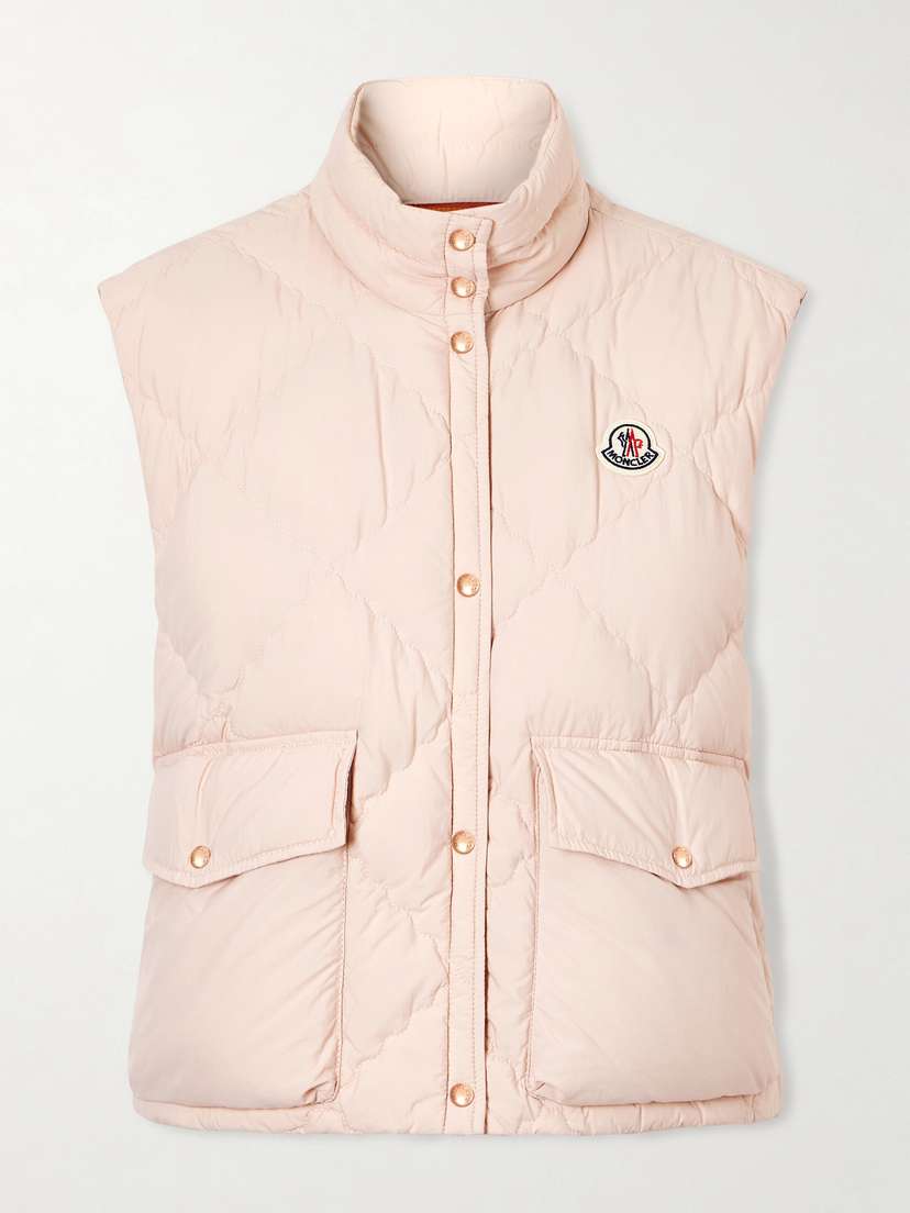 Moncler Biois Cropped Appliquéd Padded Quilted Shell Down Vest
