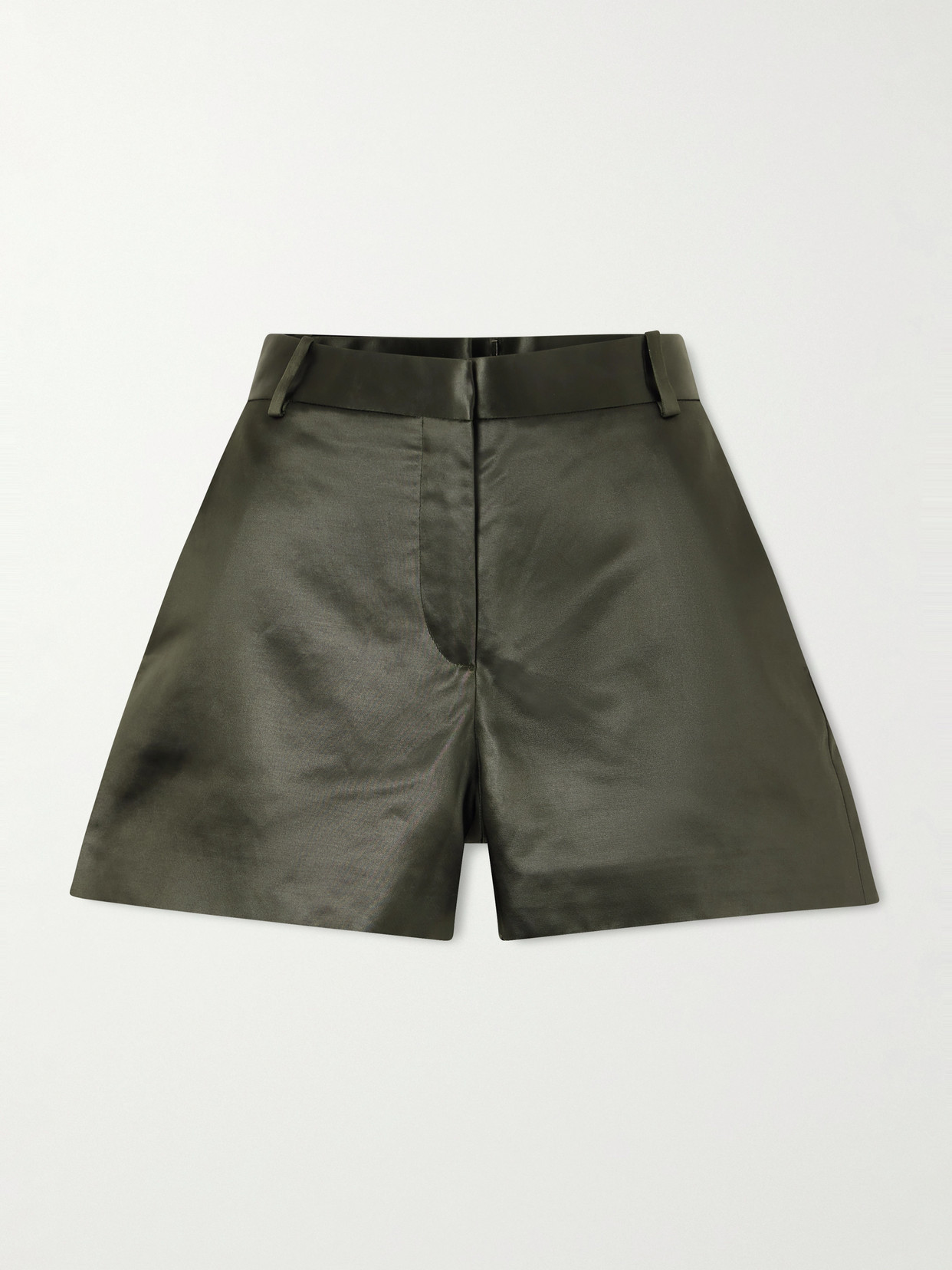 Veronica De Piante Belle Cotton-blend Duchesse-satin Shorts In Green