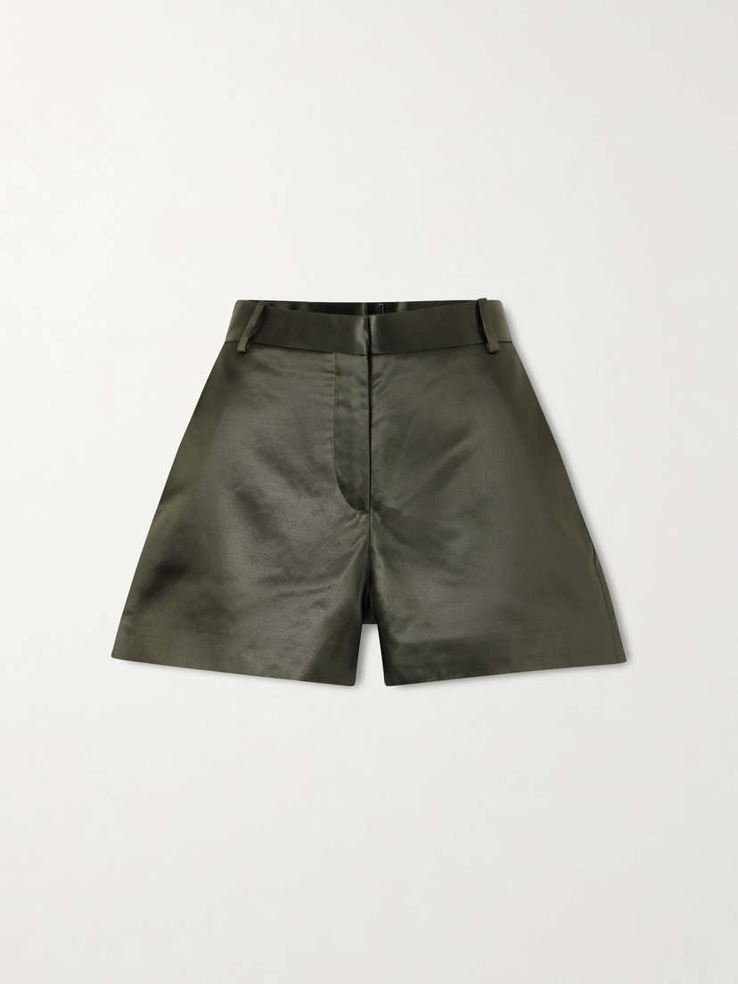 Veronica de Piante Belle Cotton-blend Duchesse-satin Shorts