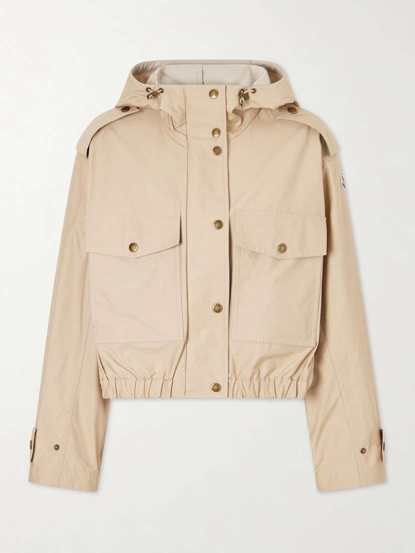 Moncler Carex Hooded Cotton-blend Poplin Cropped Jacket