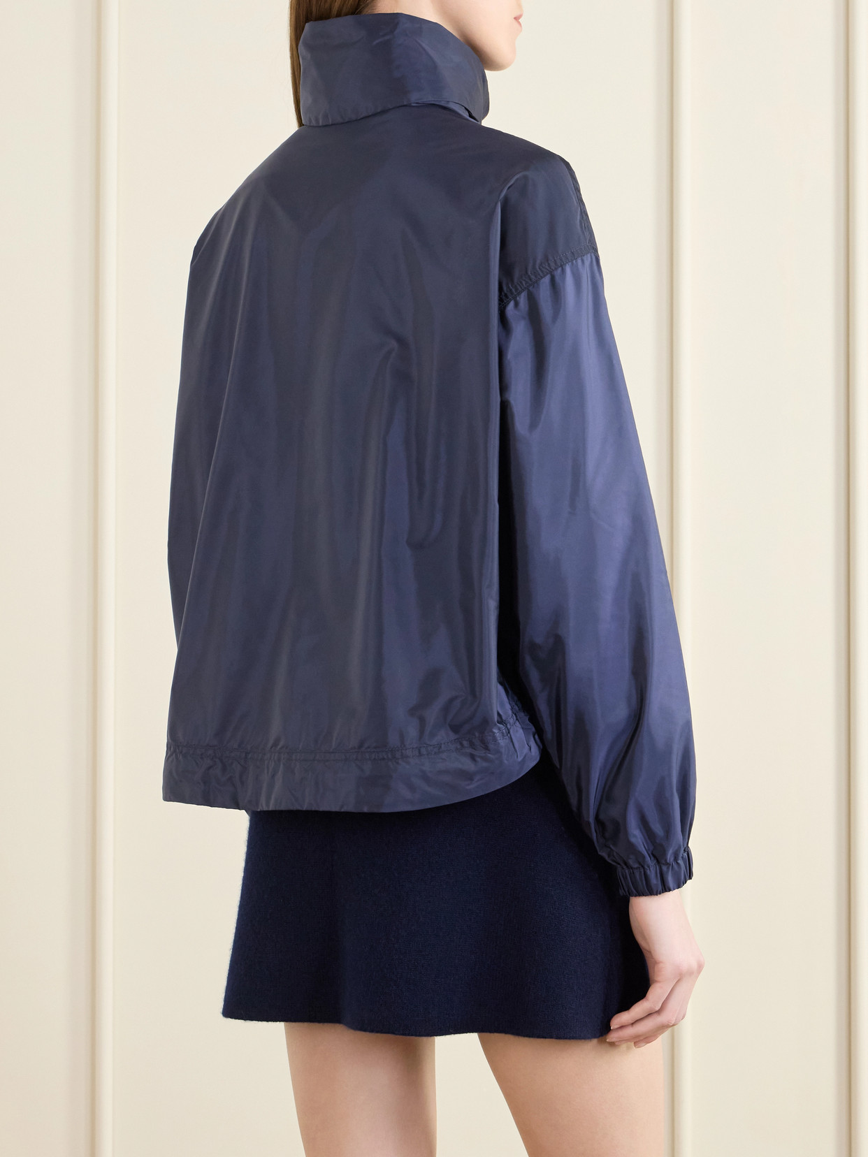 Moncler Marmacy Jacket High Collar Elasticated Hem In Blue