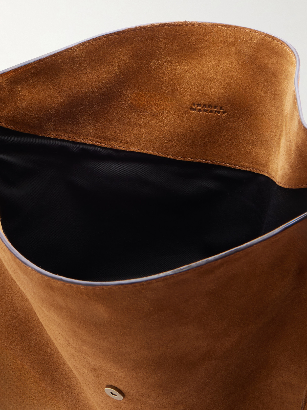 Isabel Marant Oskan Soft Whipstitched Fringed Suede Shoulder Bag In Brown