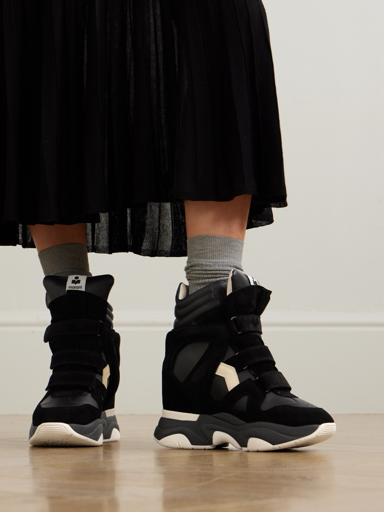 Isabel Marant Balskee Leather And Suede High-top Wedge Sneakers In Multi