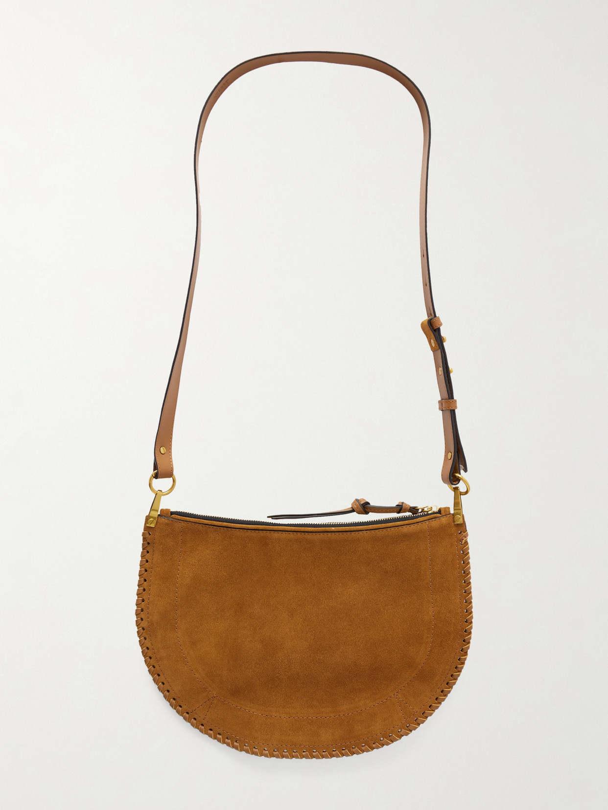 Isabel Marant Oskan Soft Whipstitched Suede Shoulder Bag In Brown
