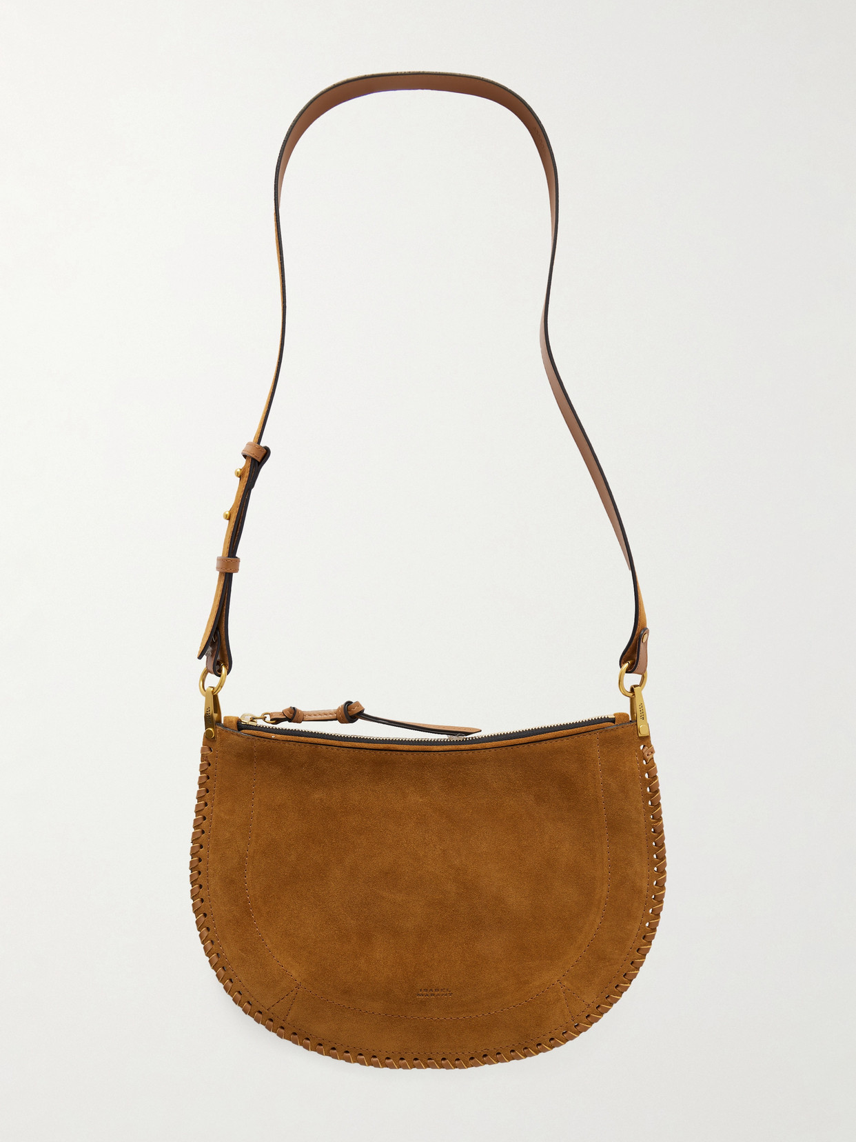 Isabel Marant Oskan Soft Whipstitched Suede Shoulder Bag In Brown