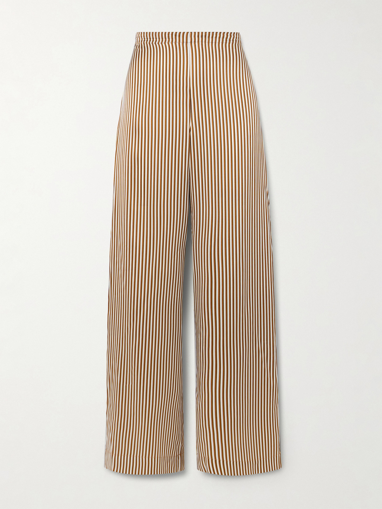 Frame + Ritz Paris Striped Silk-satin Wide-leg Pants In Brown