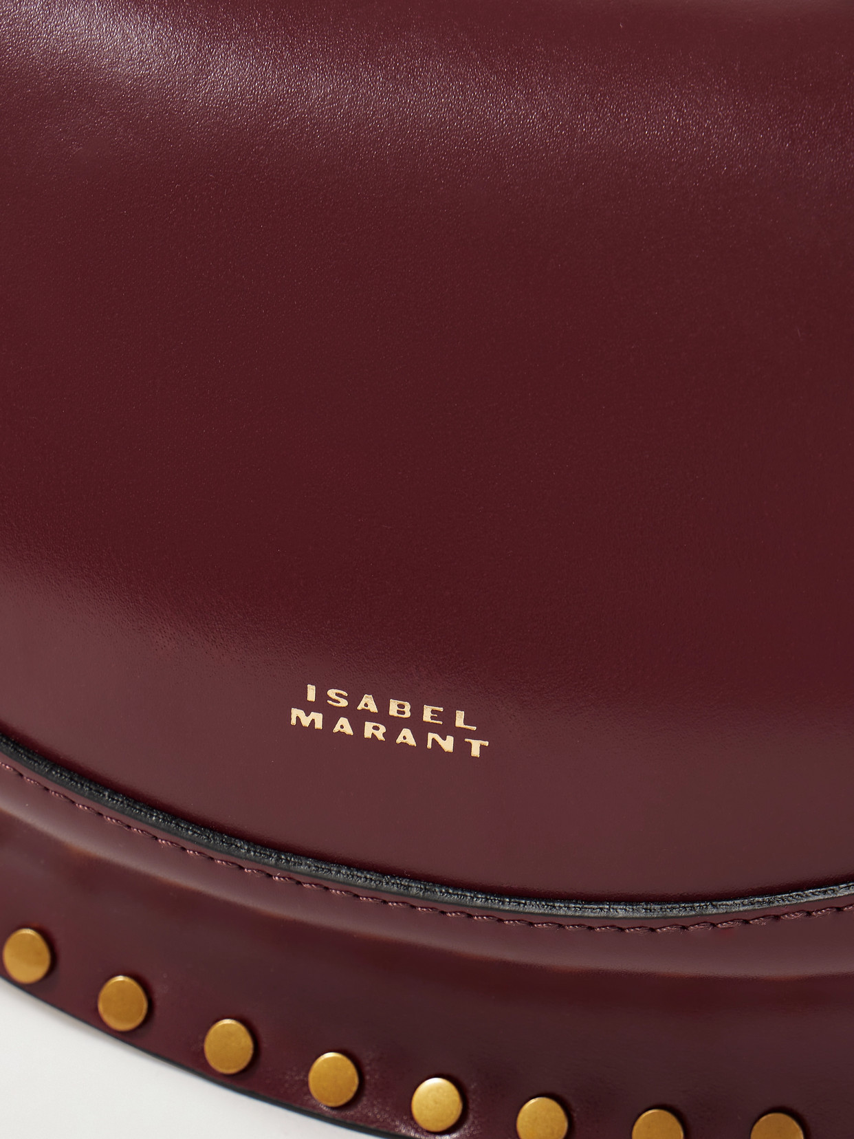 Isabel Marant Oskan Moon Studded Leather Shoulder Bag In Burgundy