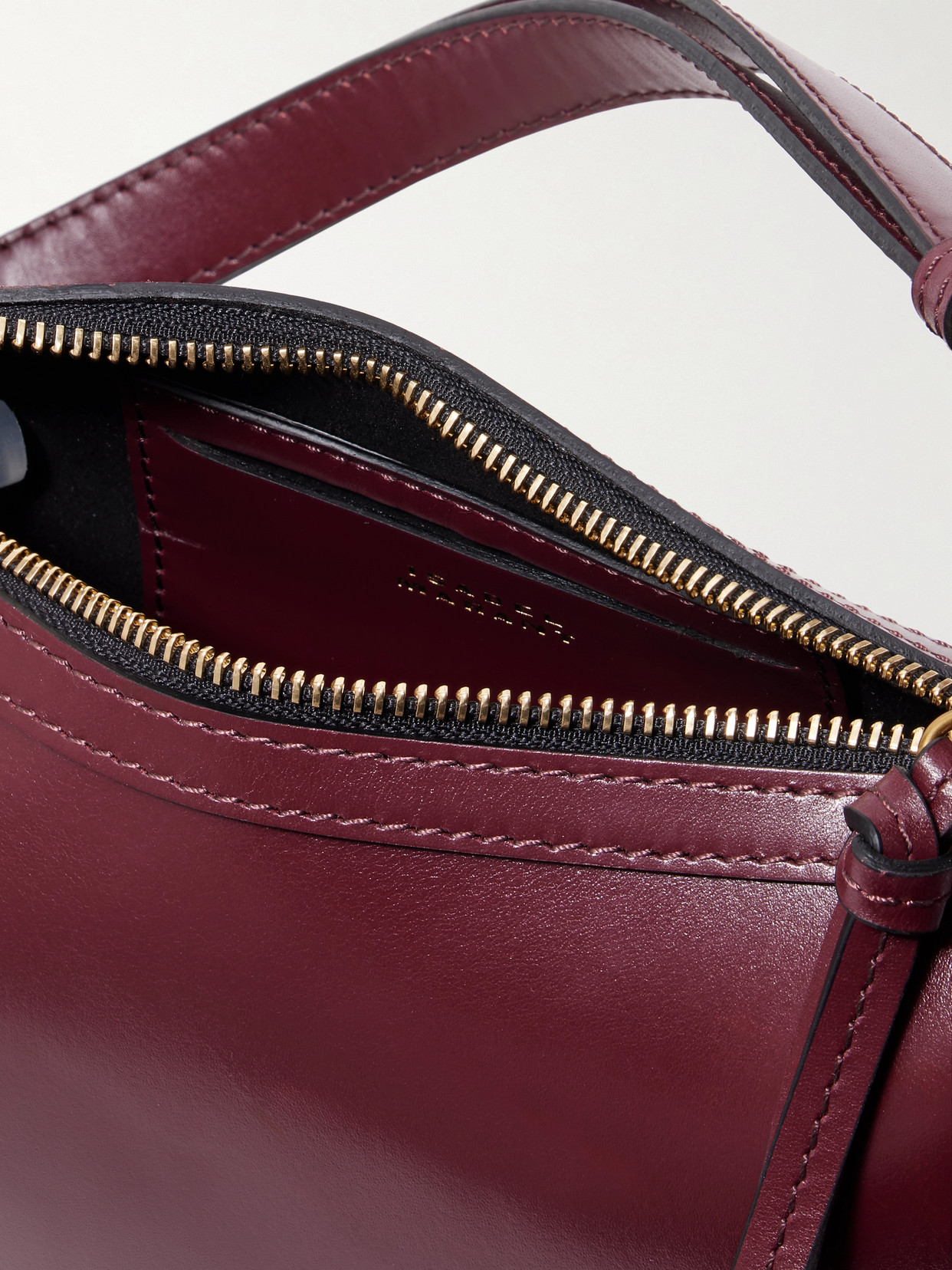 Isabel Marant Oskan Moon Studded Leather Shoulder Bag In Burgundy