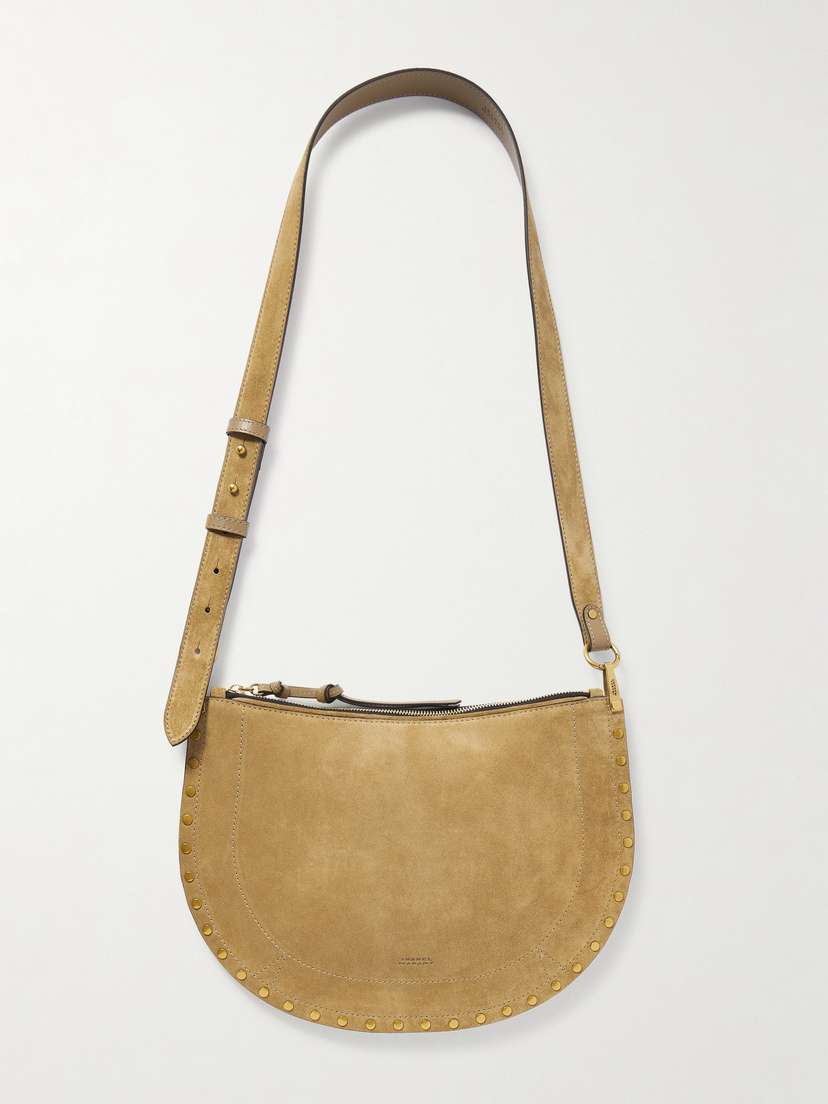 Isabel Marant Oskan Soft Leather-trimmed Studded Suede Shoulder Bag