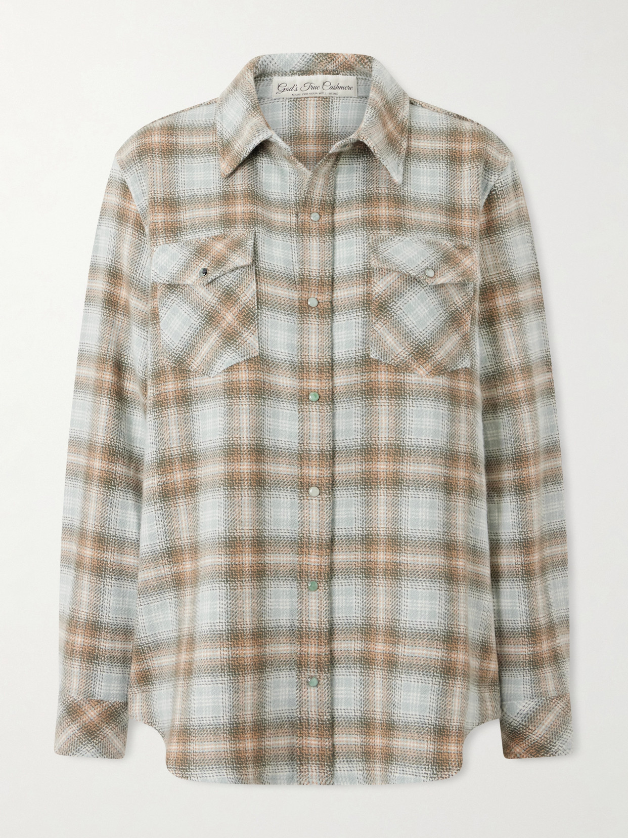 God's True Cashmere Checked Cashmere Shirt In Green