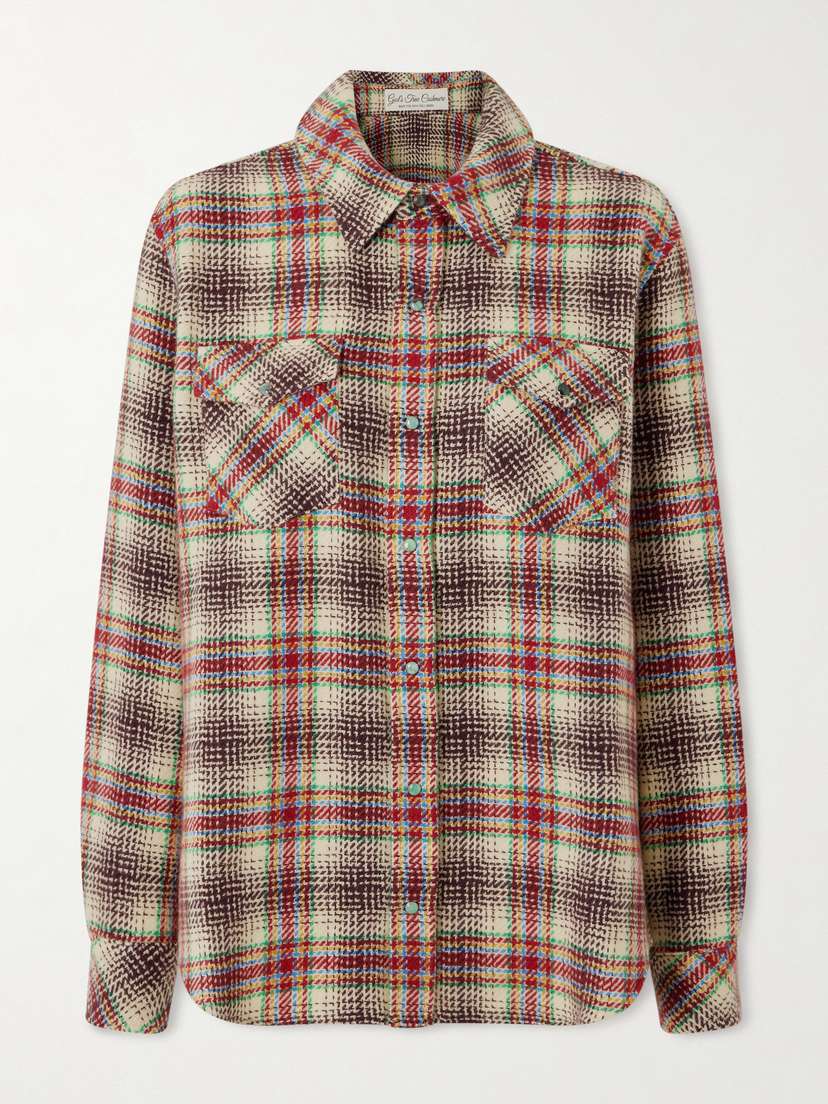 God’s True Cashmere Balance Checked Cashmere Shirt