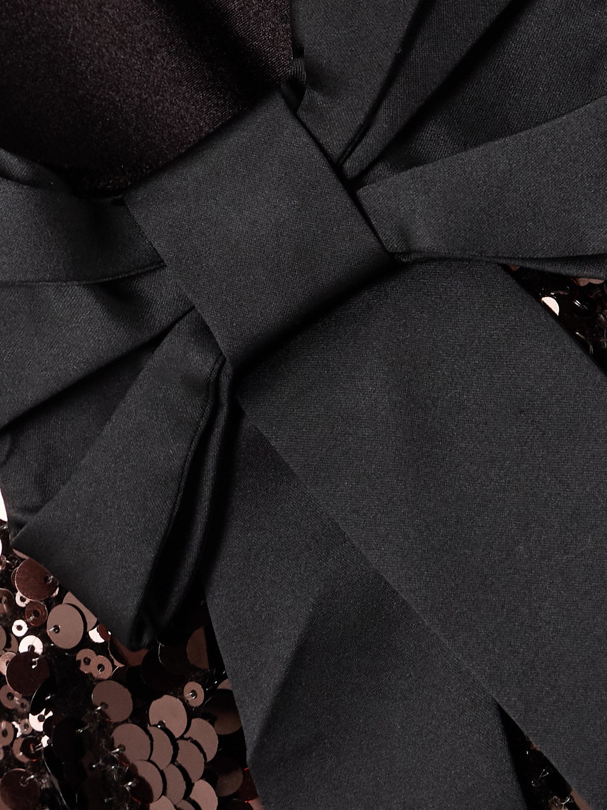 Ganni Womens Demitasse Bow-embroidered Sequin-embellished Velvet Top In Brown