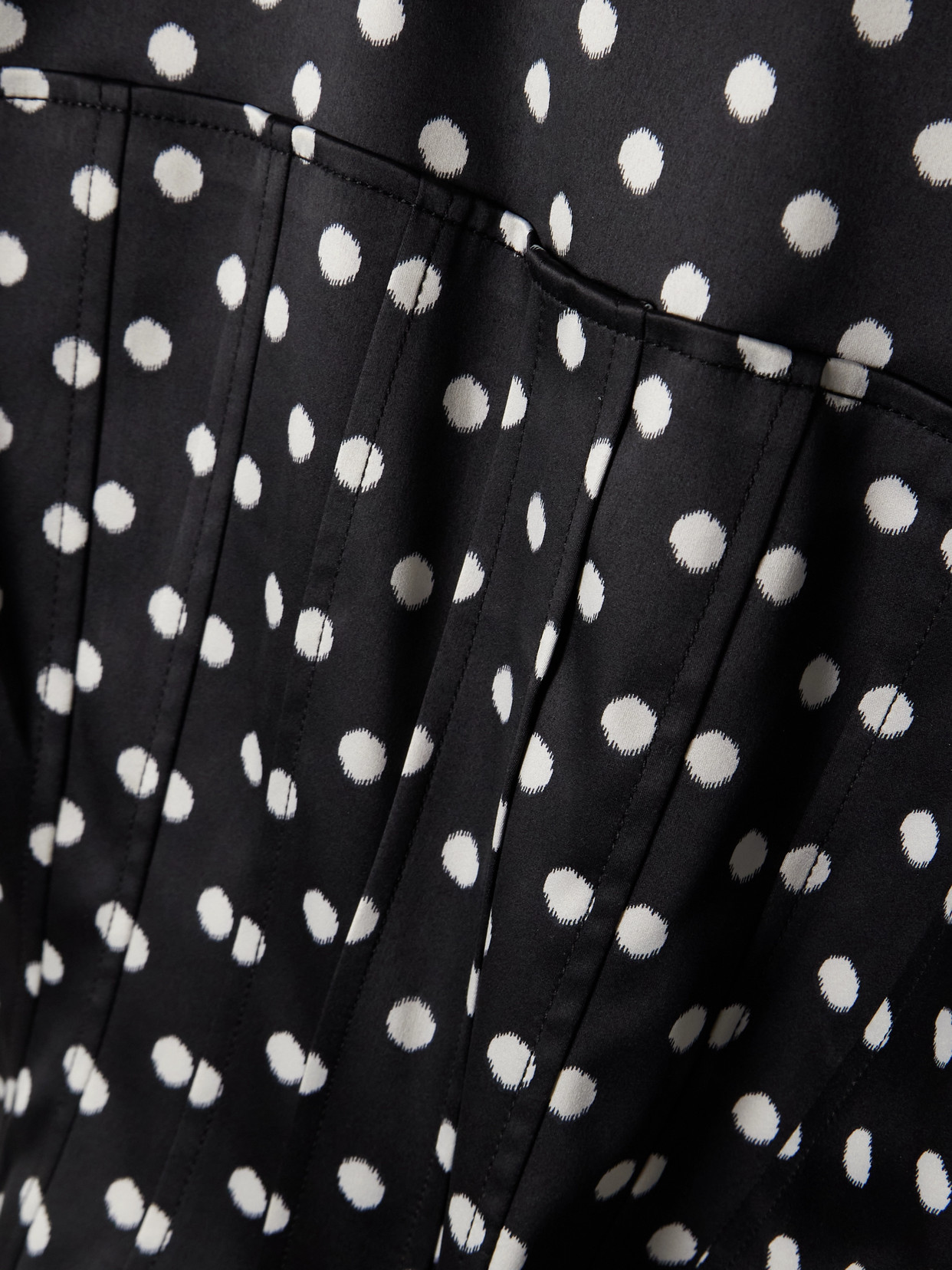 Ganni Womens Black Padded-shoulder Polka-dot Satin Corset Top