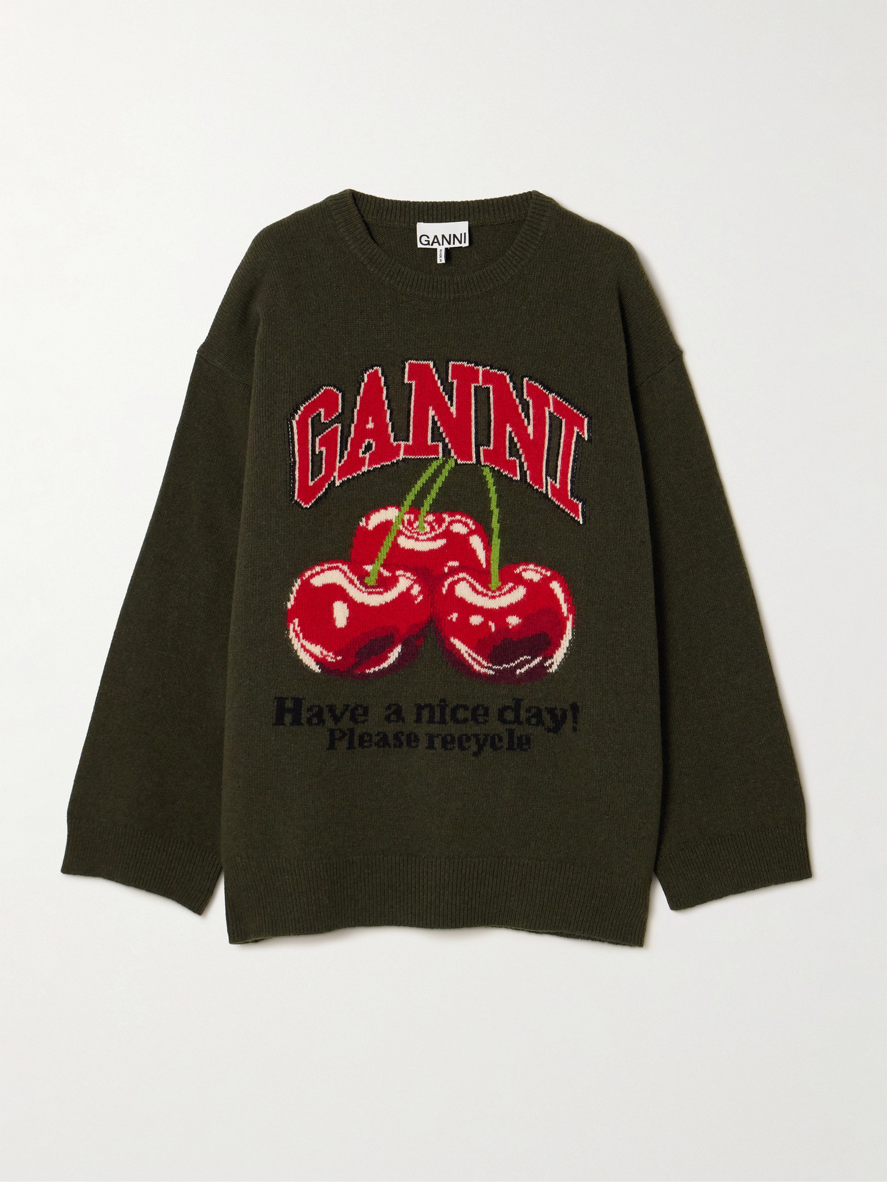 Oversized Jacquard-Knit Wool-Blend Sweater
