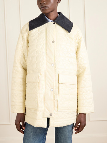 GANNI Quilted padded corduroy-trimmed shell jacket