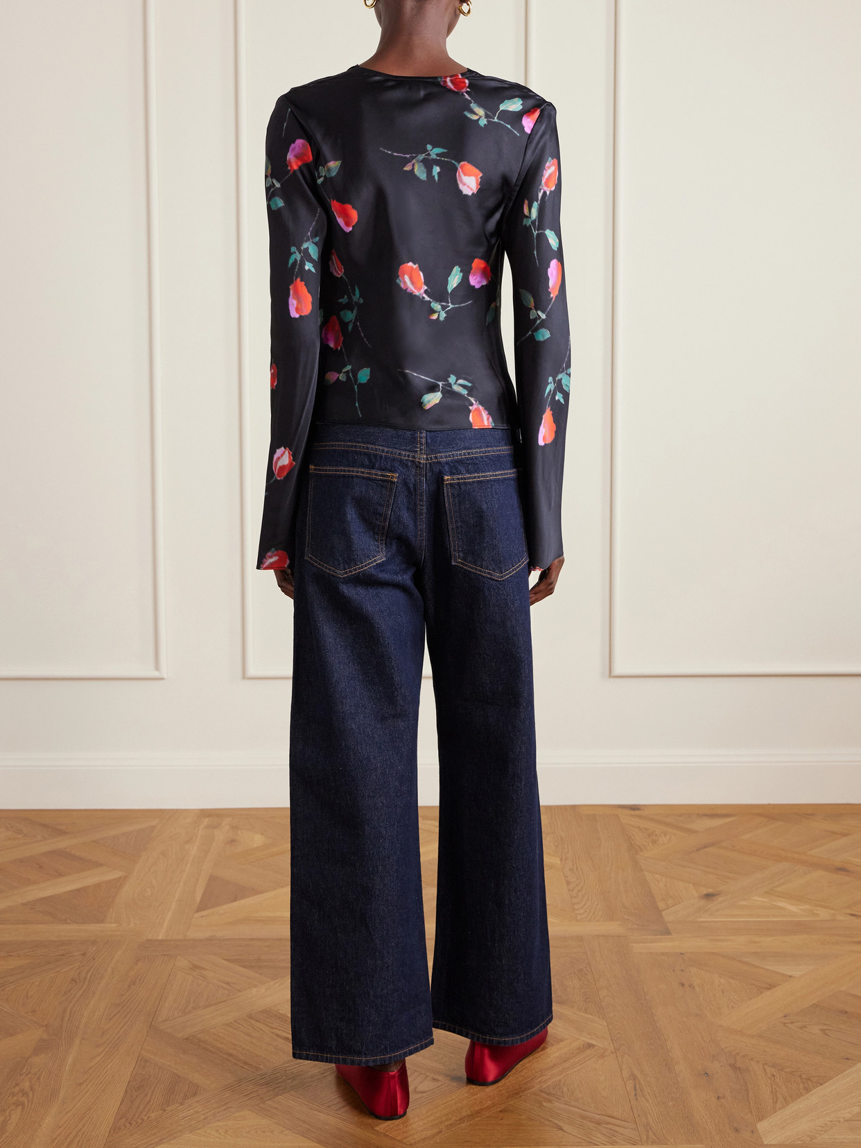 Draped Floral-Print Top