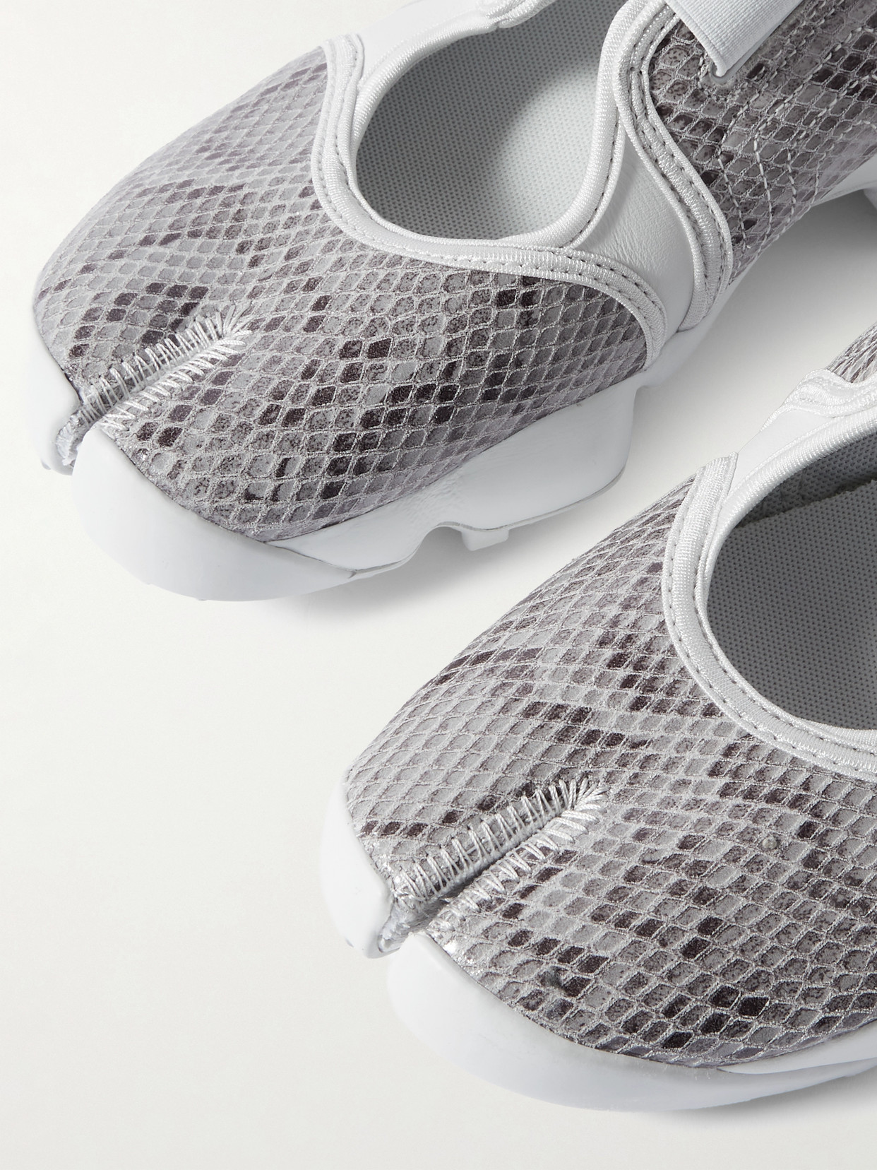 Air Rift Snake-Effect Leather Split-Toe Sneakers