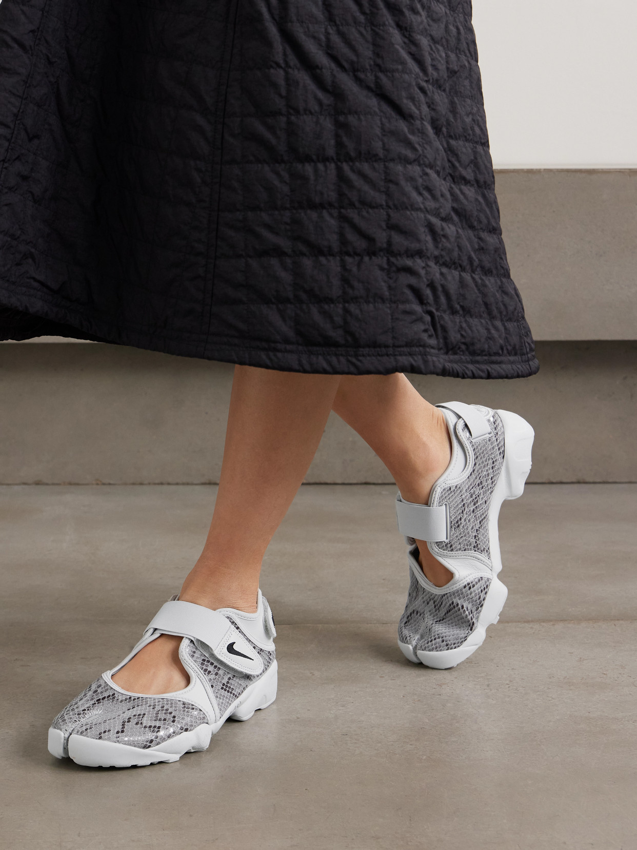 Air Rift Snake-Effect Leather Split-Toe Sneakers