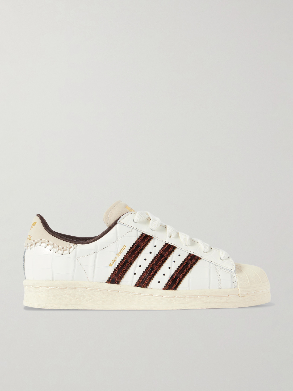 Adidas Originals X Wales Bonner Superstar Croc-embossed Leather Sneakers In White