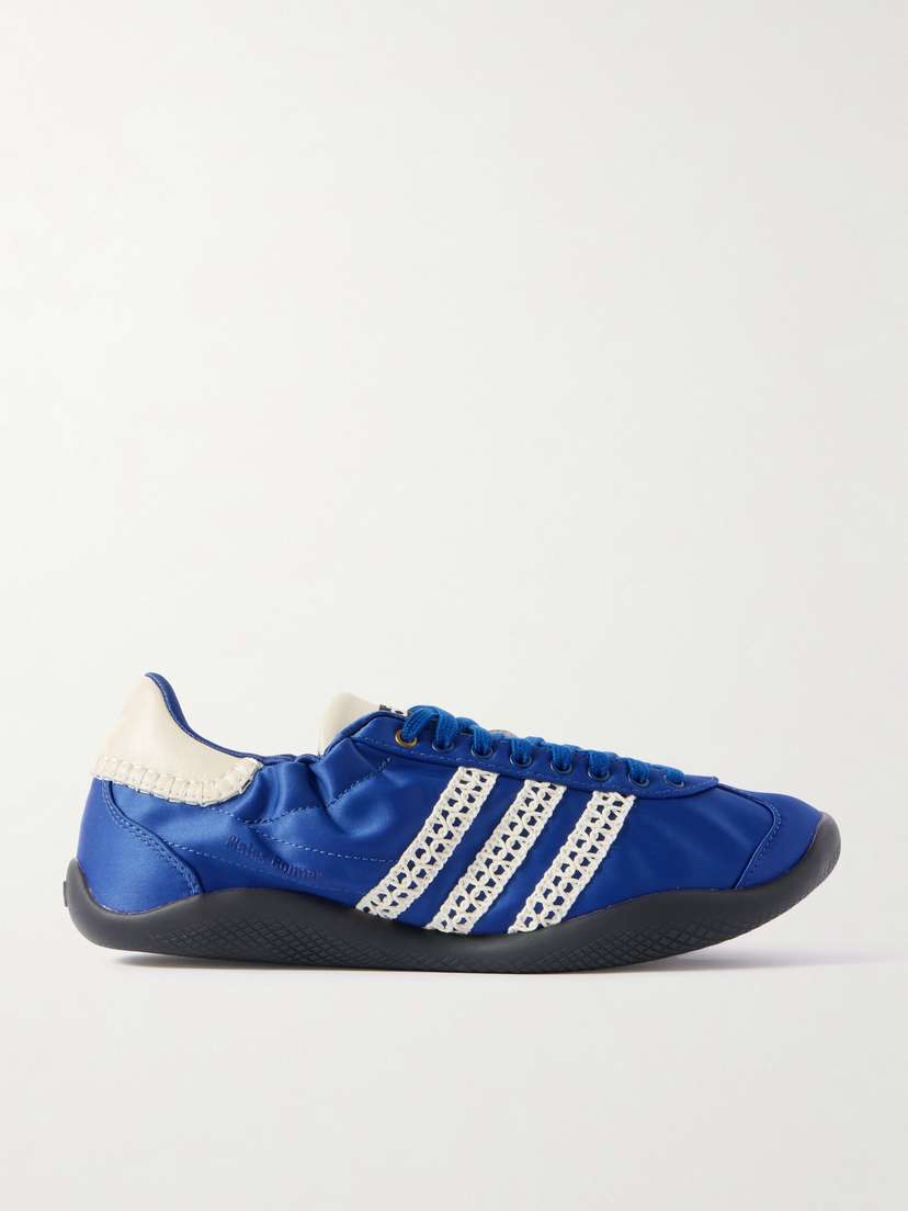 adidas Originals + Wales Bonner Karintha Leather And Crochet-trimmed Satin Sneakers