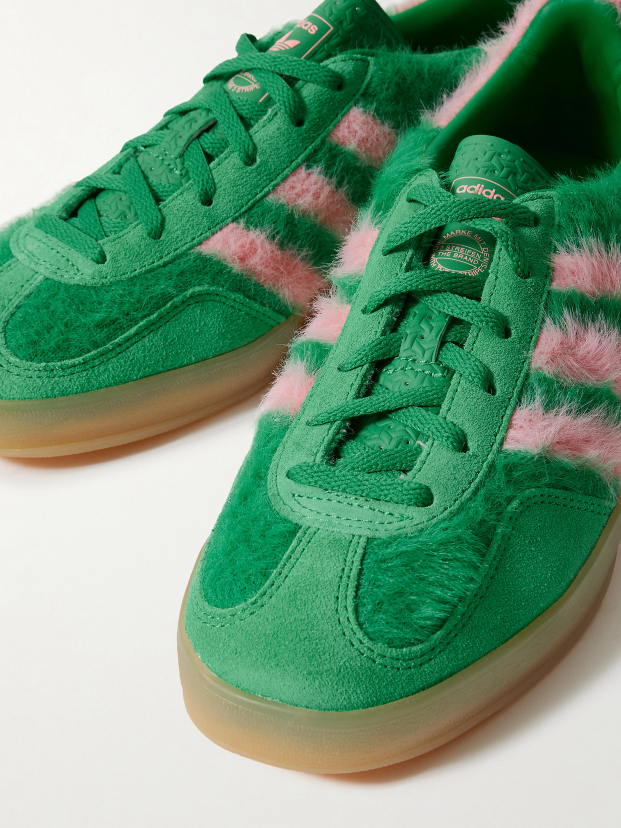 Adidas Originals Gazelle Indoor Suede-trimmed Brushed-knit Sneakers In Green