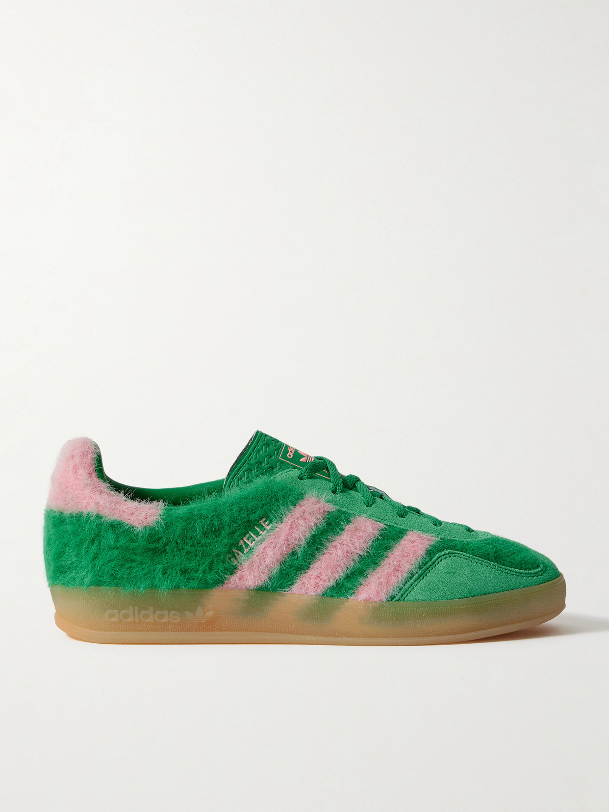 Adidas Originals Gazelle Indoor Suede-trimmed Brushed-knit Sneakers In Green