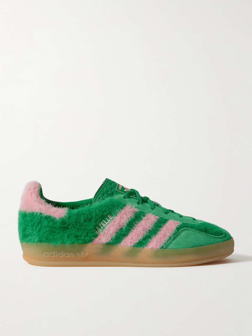 adidas Originals Gazelle Indoor Suede-trimmed Brushed-knit Sneakers