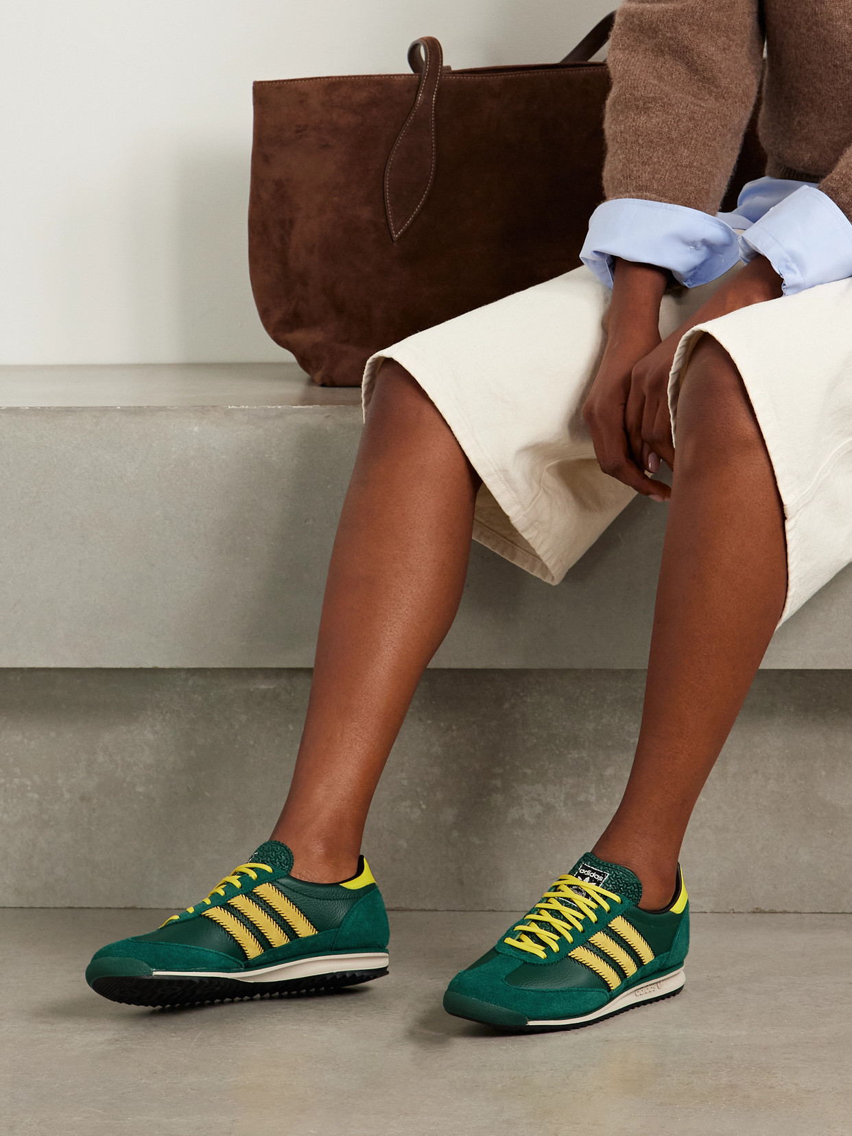 Adidas Originals Sl 72 Og Suede And Leather Sneakers In Green
