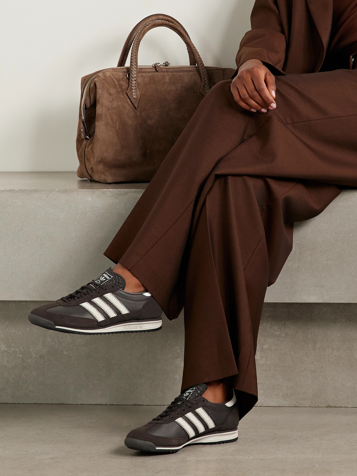 Adidas Originals Sl 72 Og Suede And Leather Sneakers In Brown