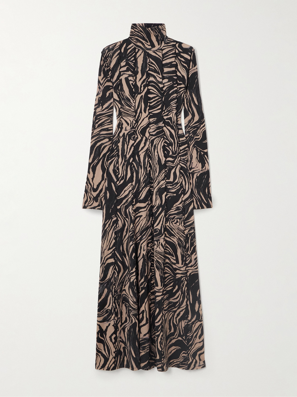 Proenza Schouler White Label Mabel Paneled Printed Jersey Turtleneck Maxi Dress In Multi