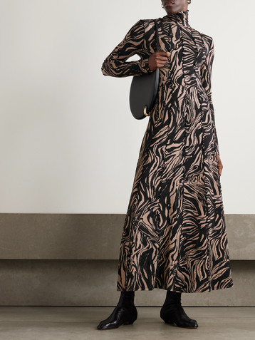 Proenza Schouler White Label Mabel paneled printed jersey turtleneck maxi dress
