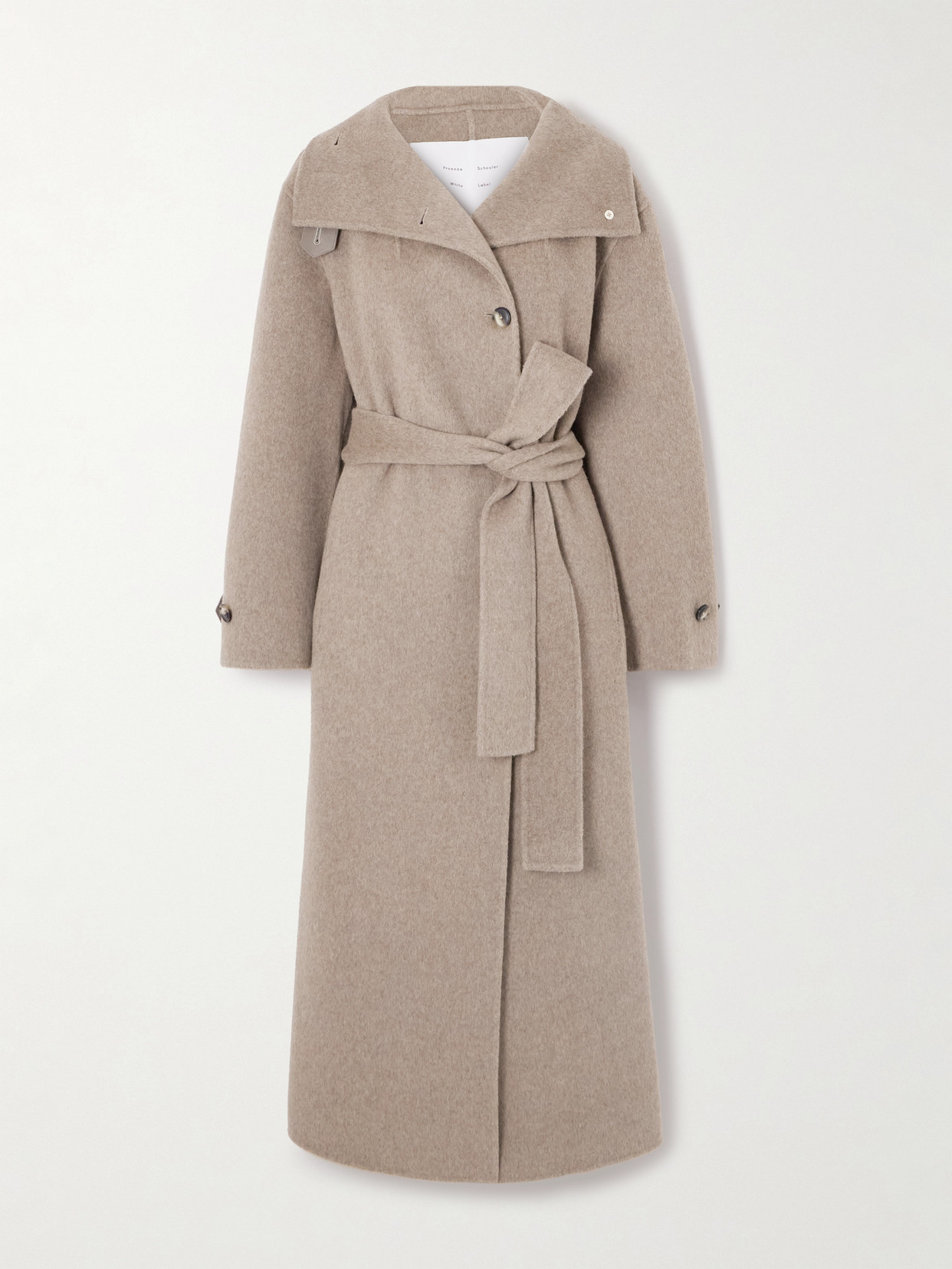 Proenza Schouler White Label Corey Belted Leather-trimmed Wool-blend Coat In Neutral