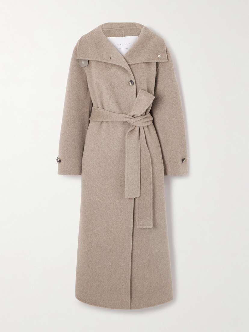 Proenza Schouler White Label Corey Belted Leather-trimmed Wool-blend Coat