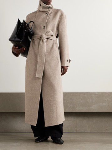 Proenza Schouler White Label Corey belted leather-trimmed wool-blend coat
