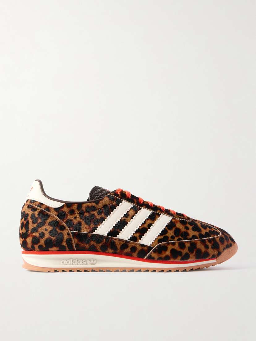 adidas Originals Sl 72 Og Leather-trimmed Leopard-print Pony Hair Sneakers