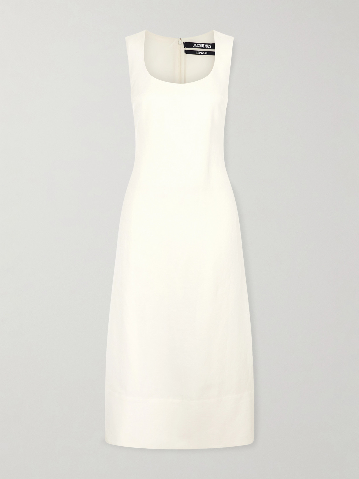 Jacquemus Tablier Linen-blend Midi Dress In White