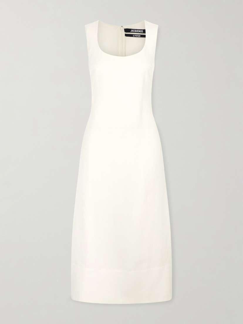 Jacquemus Tablier Linen-blend Midi Dress