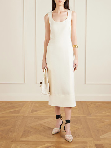 Jacquemus Tablier linen-blend midi dress